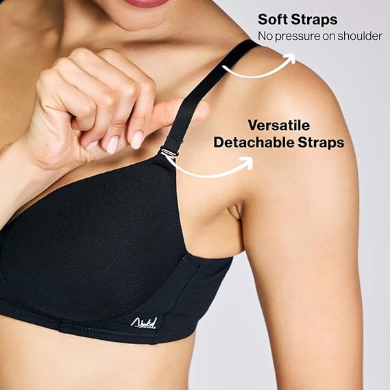 NYKD Women’s Cotton Lightly Padded Wire-Free Full Coverage T-Shirt Bra - NYB198
